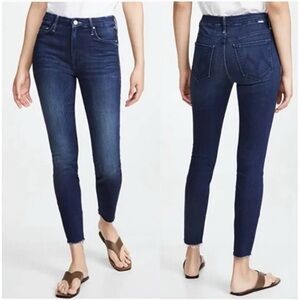 MOTHER jeans high waisted looker ankle fray women’s size 24 dark wash skinny